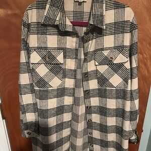 Entro Black and Cream Plaid Utility Jacket